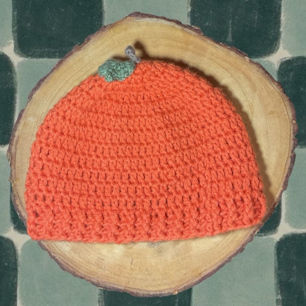 Handmade pumpkin Crochet Beanie adults / teens size small